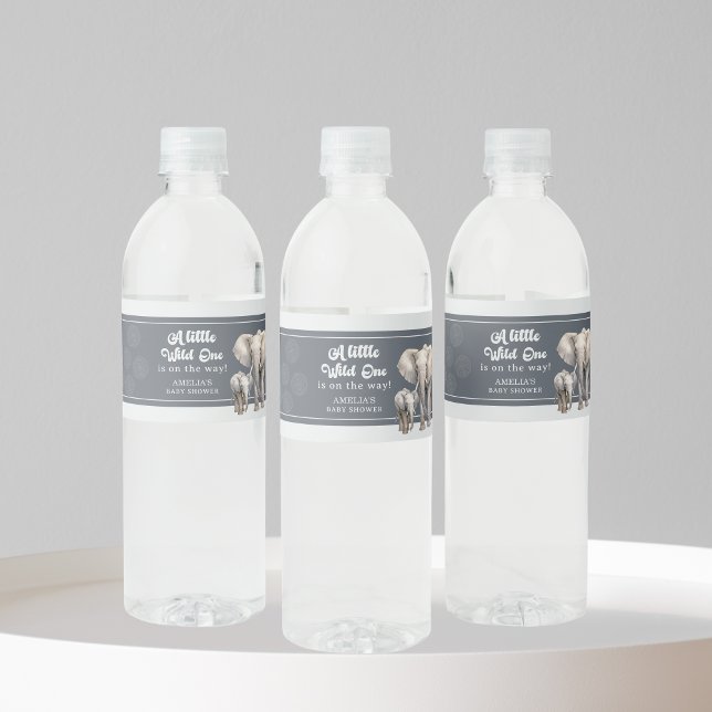 Safari Elephant Baby Dusche Wasserflaschen Labels Wasserflaschenetikett (Von Creator hochgeladen)