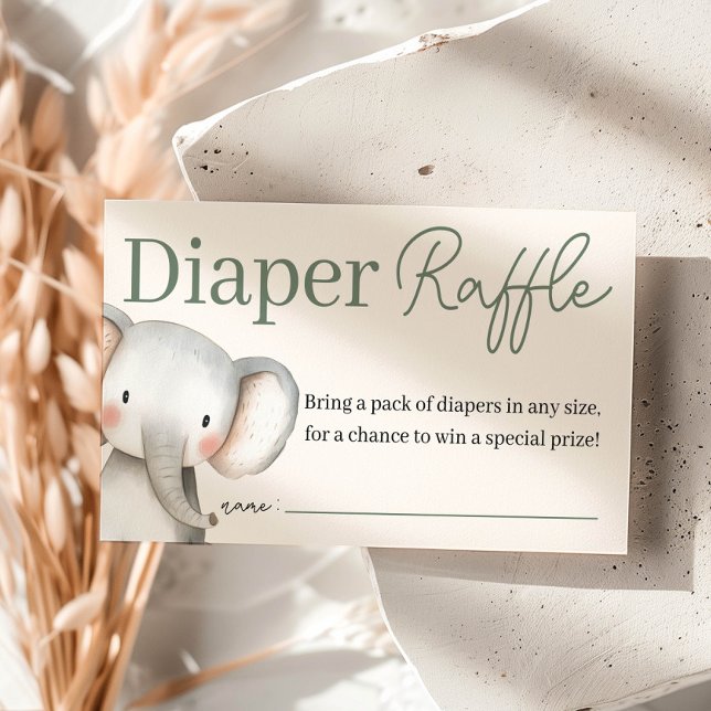 Safari Elephant Baby Duwer Diaper Raffle Begleitkarte (Von Creator hochgeladen)