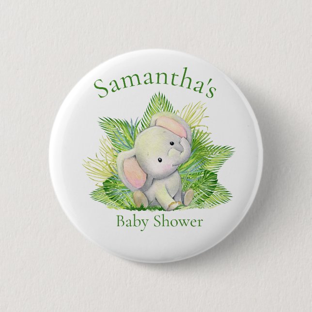 Safari Elephant Baby Showbutton Button (Vorderseite)