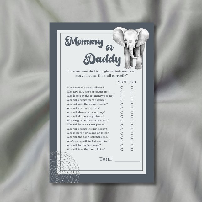Safari Elephant Mommy oder Daddy Baby Shower Game (Von Creator hochgeladen)