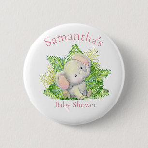 Safari Elephant Pink Baby Showbutton Button