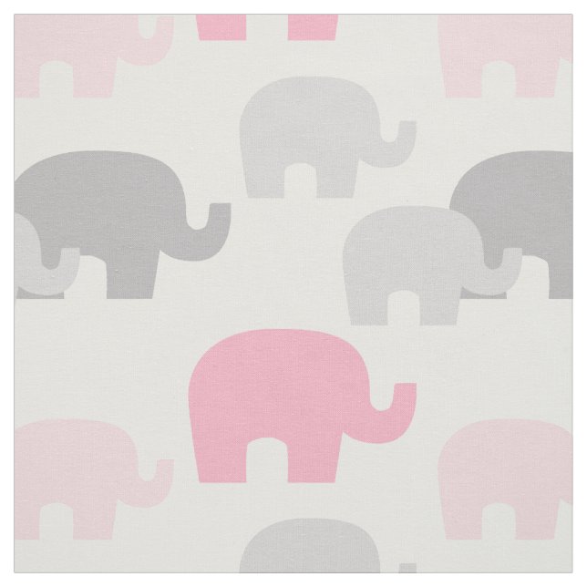 Safari Elephant Pink Silhouette Baby Girl Stoff (Muster)