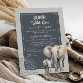 Safari Elephant Wild One Baby Shower Einladung