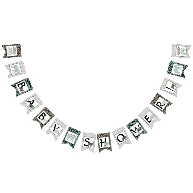 Safari Elephant Zebra Boy Baby Shower Party Dekora Wimpelkette (Alle)