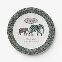Safari Elephants Little Man Baby Boy Zebra Dusche