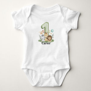 Safari Erster Geburtstag Bodysuit, Custom Baby Out Strampler