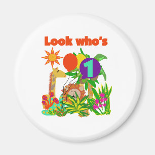 Safari-erster Geburtstag Magnet