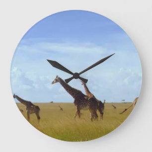 Safari-Essen: Nairobi Park Home Kitchen Accessori Große Wanduhr