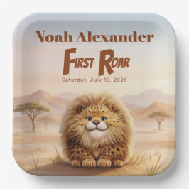 Safari First Roar Fluffy Leopard Birthday Party Pappteller
