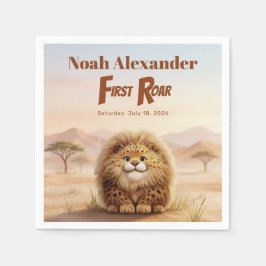 Safari First Roar Fluffy Leopard Birthday Party Serviette