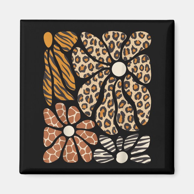 Safari Floral Boho Blumen Süße Tiere Mädchen Magnet (Vorne)