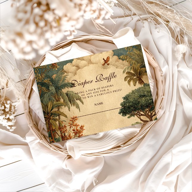 Safari Foliage & Friends Baby Showe Diapper Raffle Begleitkarte (Von Creator hochgeladen)