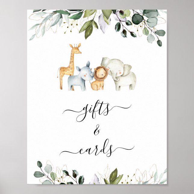 Safari Foliage Gender Neutral Baby Shower Sign Poster (Vorne)