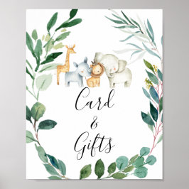 Safari Foliage Wreath Baby Duschzeichen Poster
