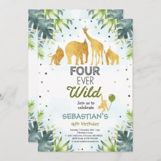 Safari Four Ever Wild Birthday Einladung Green