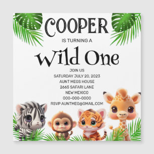 Safari-Freunde-Giraffe zebra-Affen Geburtstag Magnetkarte