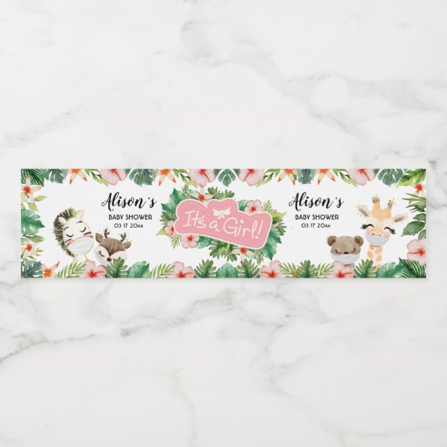 Safari Friends | Babydusche Wasserflaschen Etikett (Einzelnes Label)