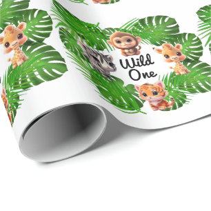 Safari Friends Giraffe zebra Affe Elefant Geschenkpapier