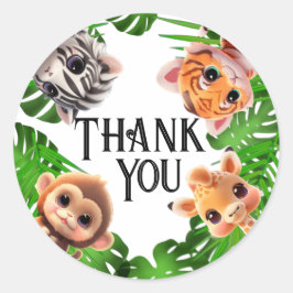 Safari Friends Giraffe zebra Affe Elefant Runder Aufkleber