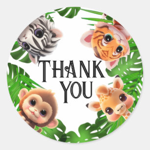 Safari Friends Giraffe zebra Affe Elefant Runder Aufkleber