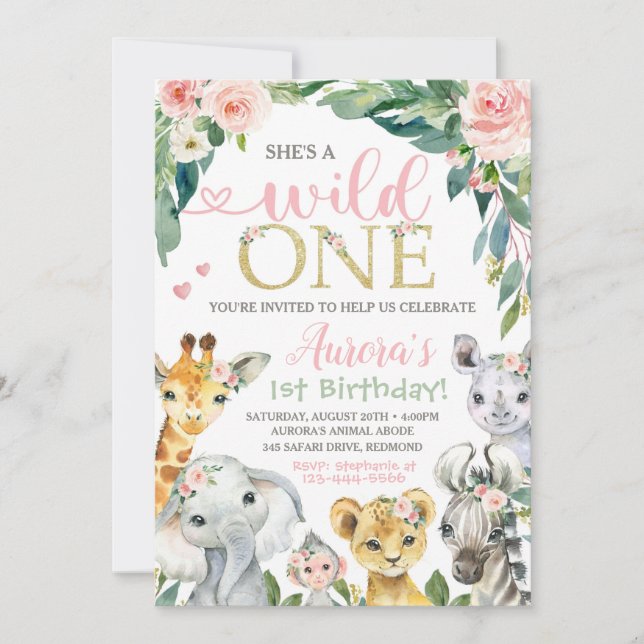 Safari Geburtstag Einladung Wild One Einladung (Vorderseite)
