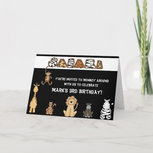 Safari-Geburtstags-Party Einladungen (Vorderseite)
