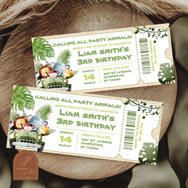 Safari-Geburtstagsfeier-Ticket (Von Creator hochgeladen)