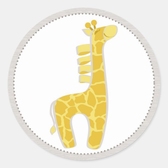 Safari Giraffe Baby Dusche Runder Aufkleber (Vorderseite)