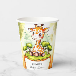 Safari Giraffe Babydusche Pappbecher