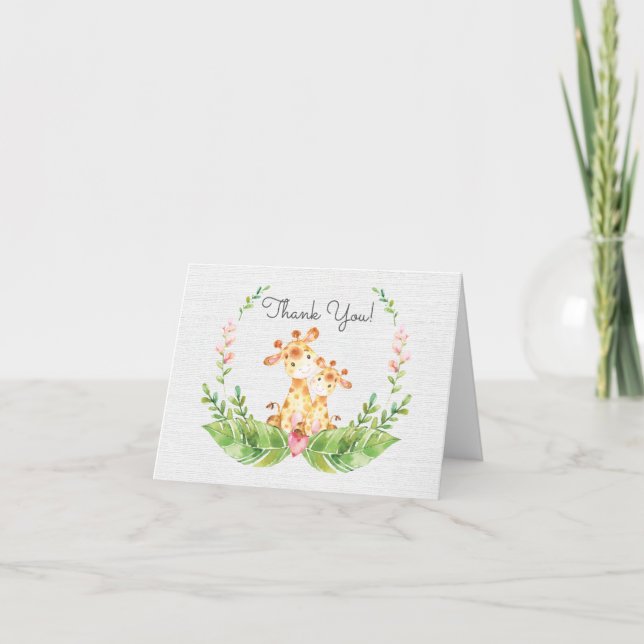 Safari Giraffe Babydusche Vielen Dank Dankeskarte
