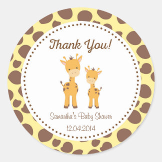Safari Giraffe Babyduschenaufkleber Runder Aufkleber