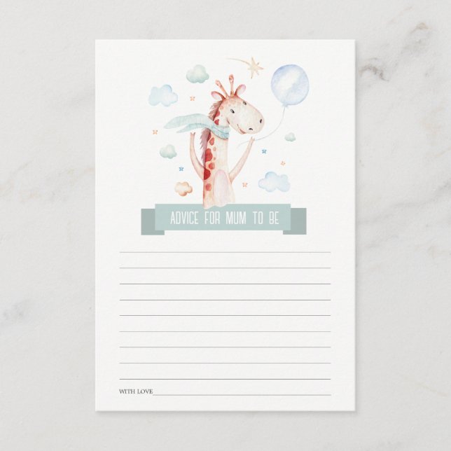 Safari Giraffe Ballonberatung für Mum Baby Dusche Begleitkarte (Vorderseite)