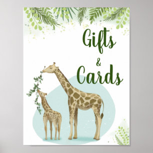 Safari Giraffe Blätter Baby Duschgeschenke und Kar Poster