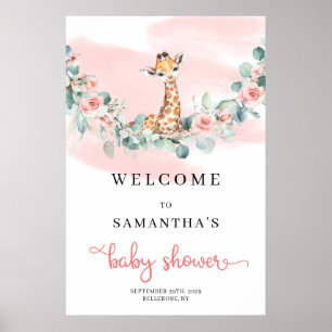 Safari Giraffe Eucalyptus Girl Baby Dusche Willkom Poster