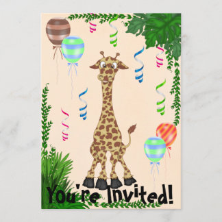 Safari Giraffe Geburtstagsparty Einladung