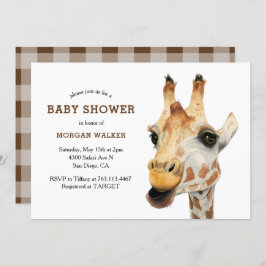 Safari Giraffe Gender Neutral Baby Duwer Einladung