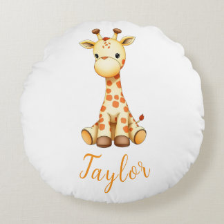 Safari-Giraffe individuelle Name Rundes Kissen