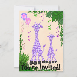 Safari Giraffe Kinderdusche Einladung für Mädchen