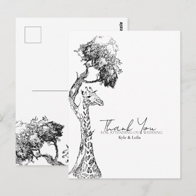 Safari Giraffe Thema Postcard Design Postkarte (Vorne/Hinten)