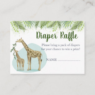 Safari-Giraffe verlässt Babyparty-Windel-Raffel Begleitkarte