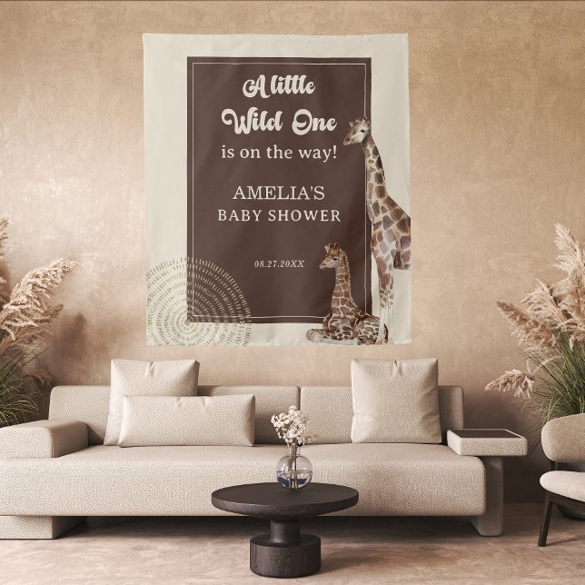 Safari Giraffe Wild Adventure Baby Shower Hintergr Wandteppich (Von Creator hochgeladen)