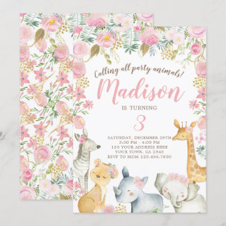 Safari Girl Birthday Einladung