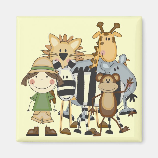 Safari Girl T - Shirt und Geschenke Magnet (Vorne)