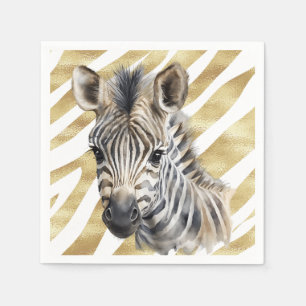 Safari gold Zebra Wild One Geburtstag Serviette