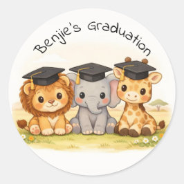 Safari Graduation Cute Animal Party Runder Aufkleber