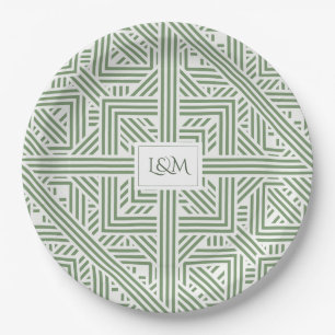 Safari Green Monogram Pappteller