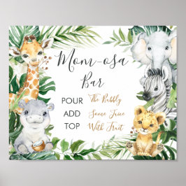 Safari Greenery Baby Shower Mama-osa Bar Sign Poster