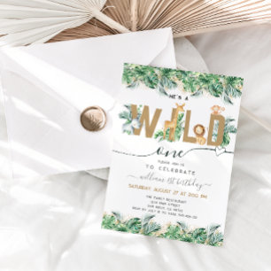 Safari Grün Wild One Boy 1. Geburtstagsfoto Einladung