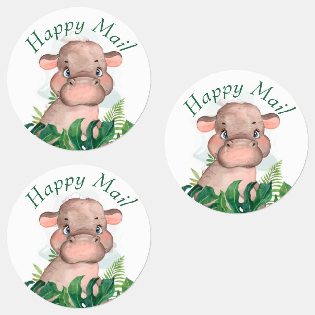 Safari Happy Mail Hippo Aufkleber (Gruppe)