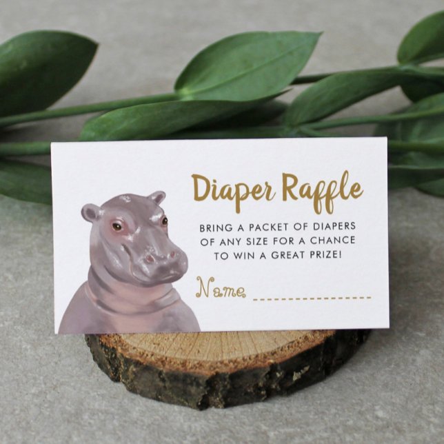 Safari Hippo Diaper Raffle Baby Dusche Begleitkarte (Von Creator hochgeladen)